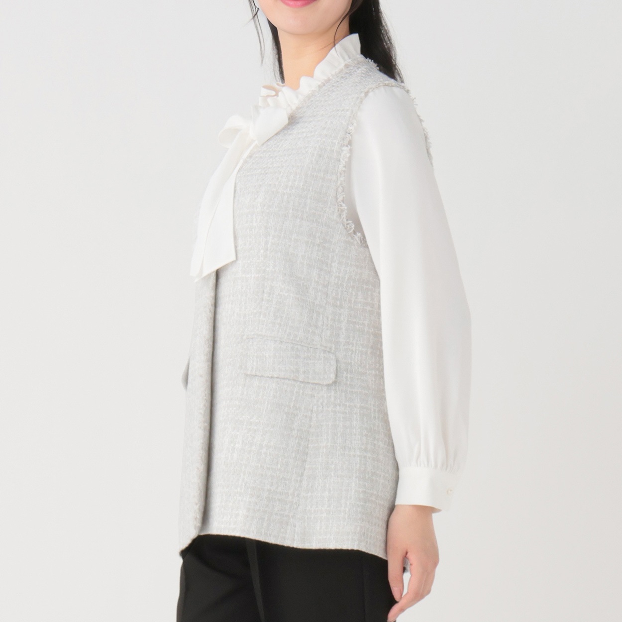 リボンツイード ジレ レディス Purelast(ピュアラスト) 261PL211SW