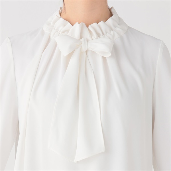 リボン使いギャザーブラウス レディス Purelast(ピュアラスト