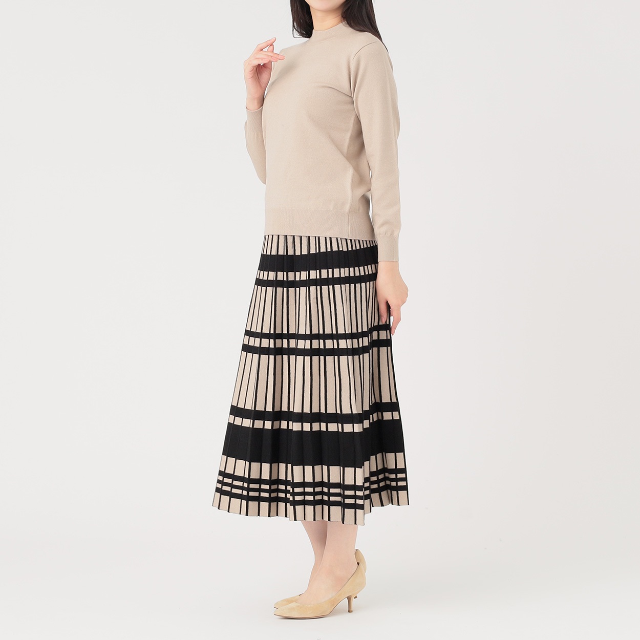 【美品】Time is on タイムイズオン　ニット　ボーダー　サイズフリー VIS(ビス) / 【洗える】ボーダー＆無地バックスリットニット