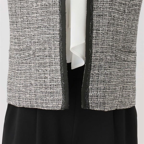 トリミングツイードジャケット パンツ付3点セットスーツ レディス