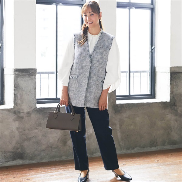 ラメツイードジレ 3点セットスーツ レディス Purelast(ピュアラスト