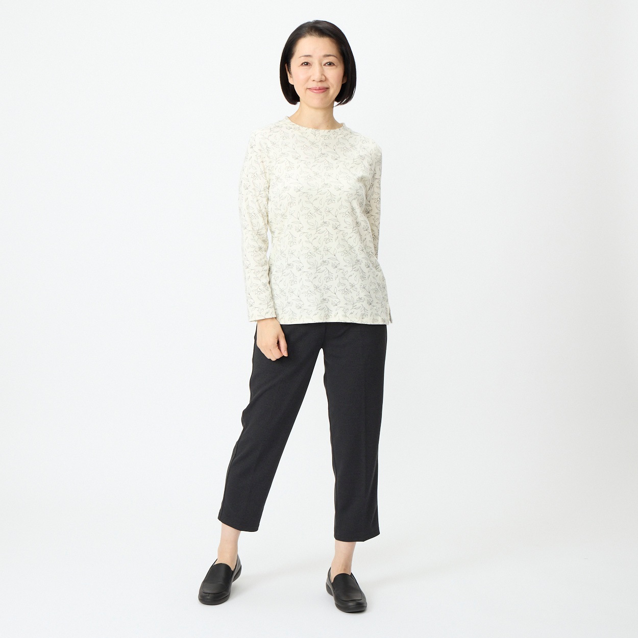 カットソー 花柄長袖ハイネック レディス 着楽美(きらび) IN-K364422Y