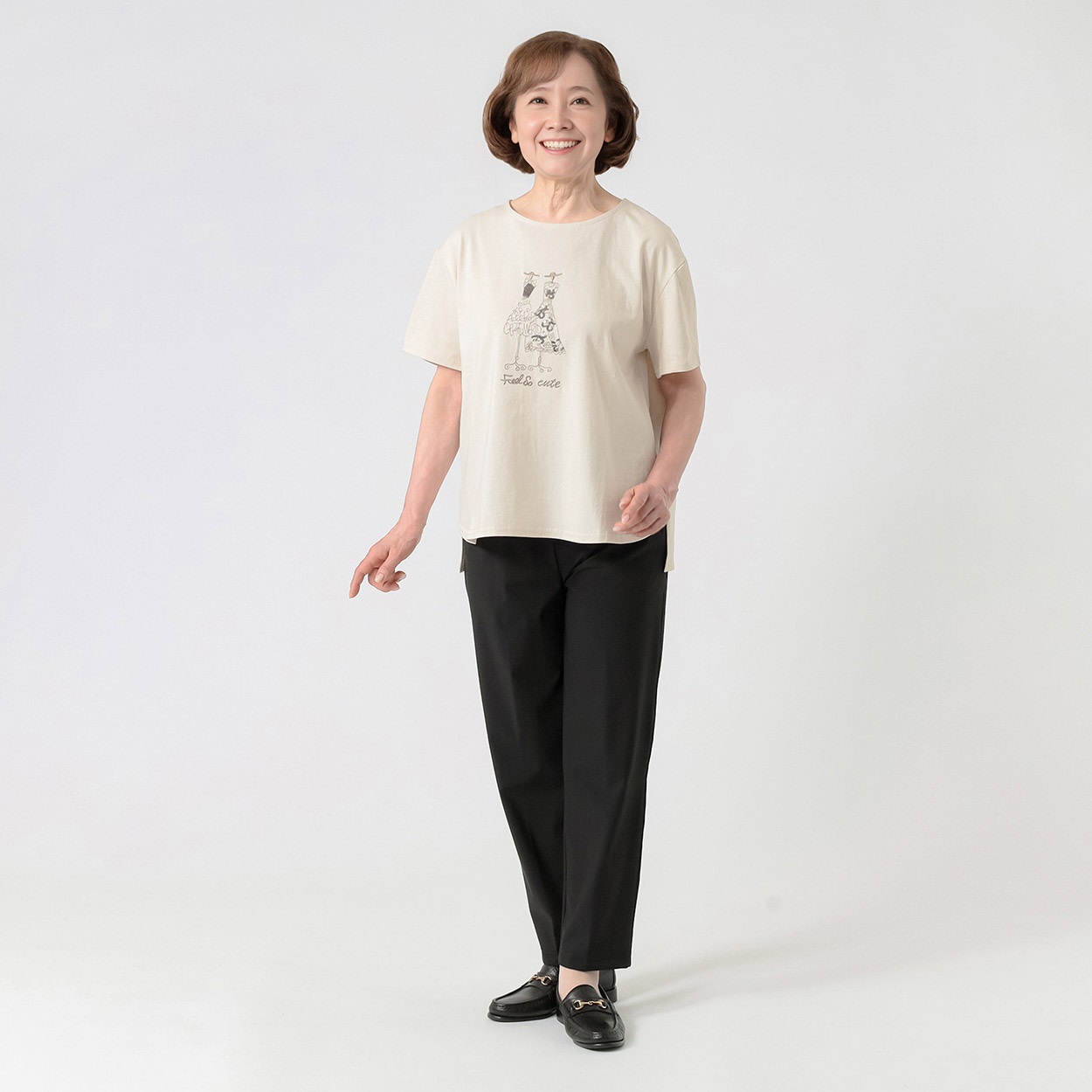 Tシャツ 綿天竺素材 スパンコール刺繡 レディス 着楽美(きらび) JE