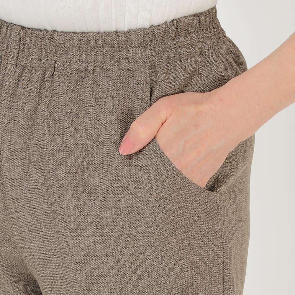 パンツ シャドー格子裾ファスナー 60丈 着楽美 レディス チャ