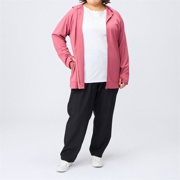 ひんやりUV対策フルジップメッシュパーカ レディス 大きいサイズ