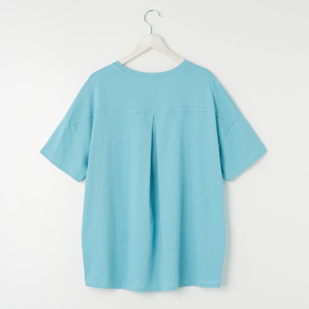 オーガニックコットン 肩切替後ろタックロゴプリントTシャツ