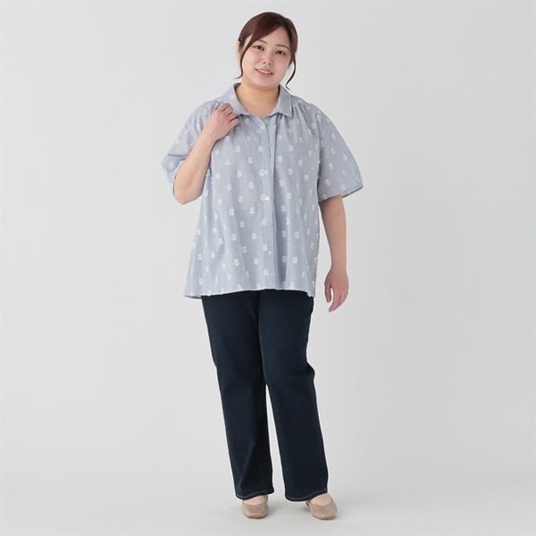 ポイント20倍対象商品】ドットジャガードシャツブラウス
