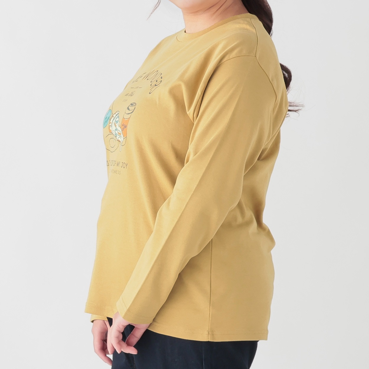 NOANOA コットンジンジャーSサイズ オーガニックコットン長袖プリントTシャツ（ピザ柄） レディス