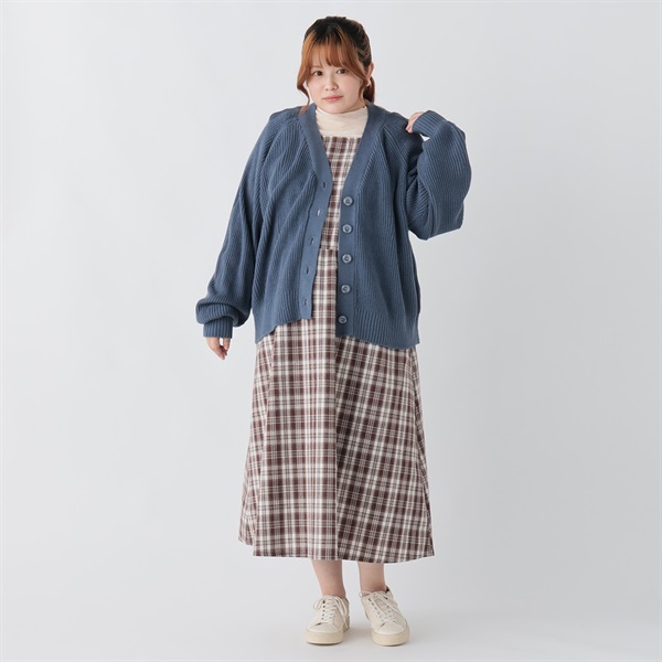 片畔ゆるニットカーディガン レディス ぽっちゃりサイズのnoannu