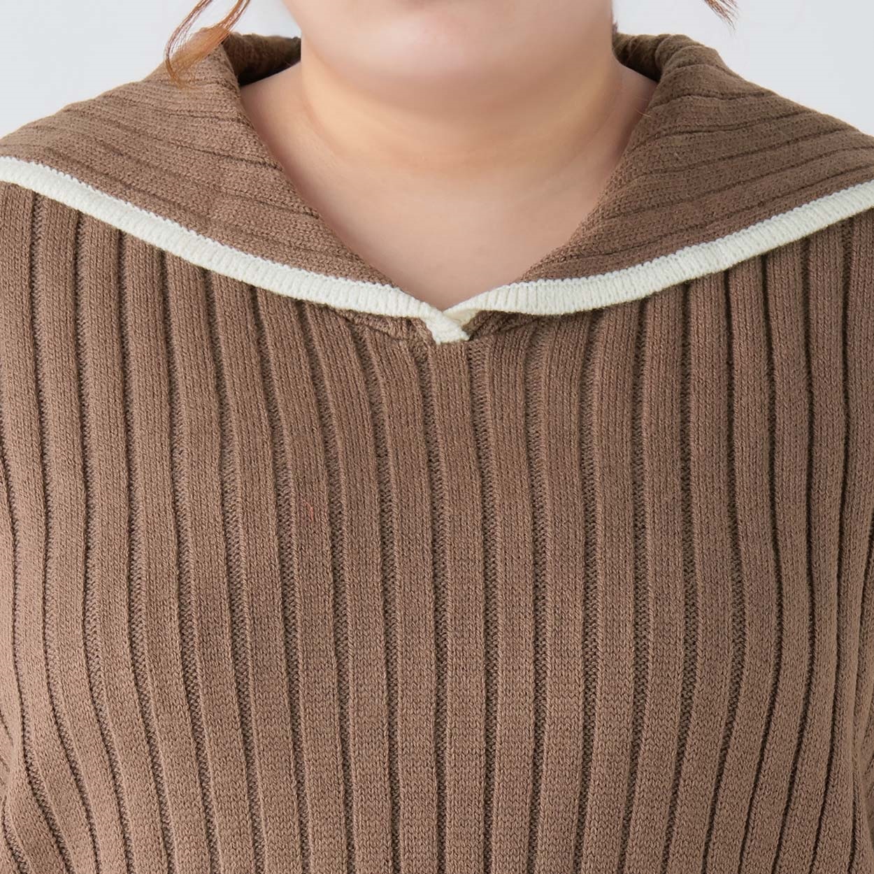 セーラー衿ニットセットアップ レディス ぽっちゃりサイズのnoannu