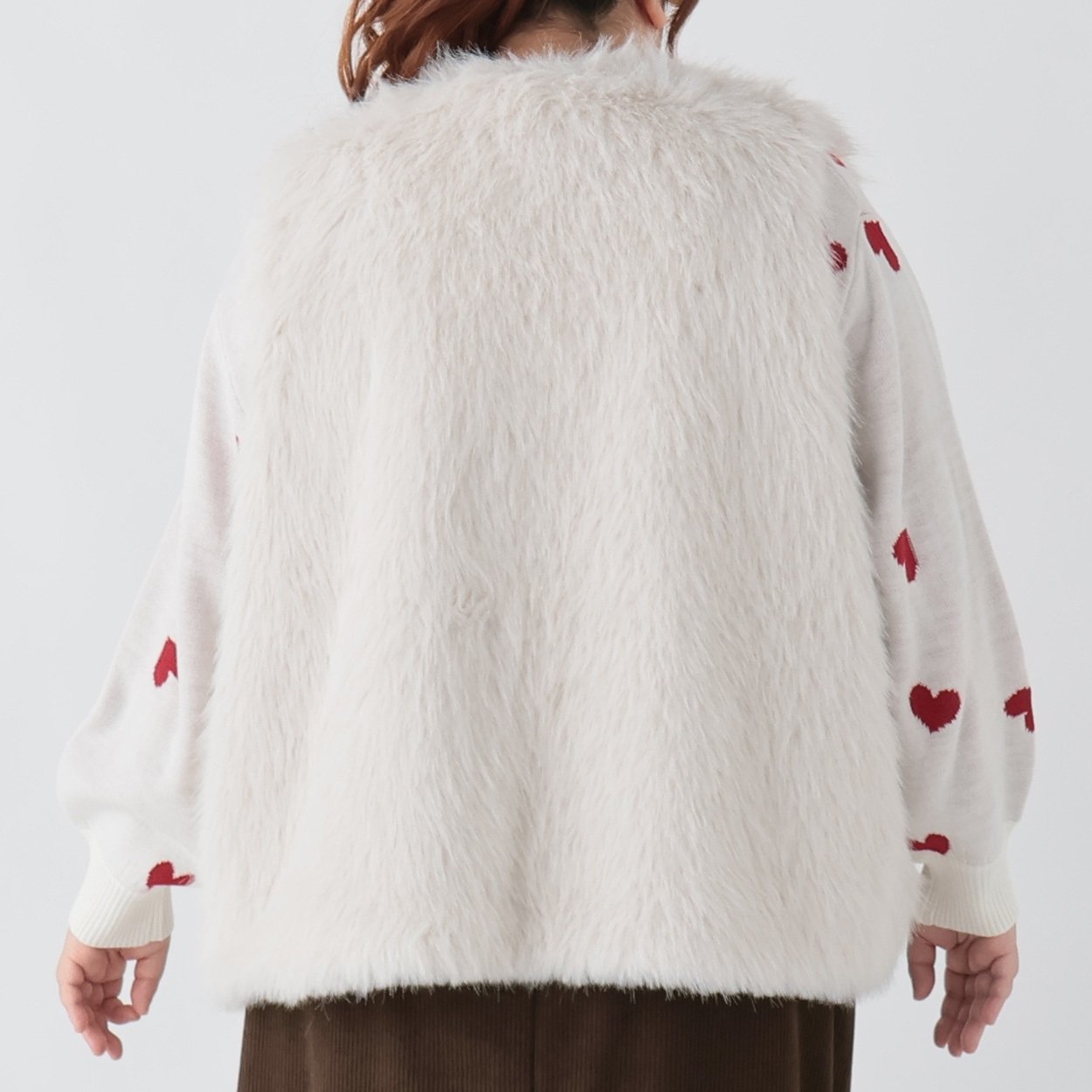 ミックスシャギーファーベスト レディス ぽっちゃりサイズのnoannu