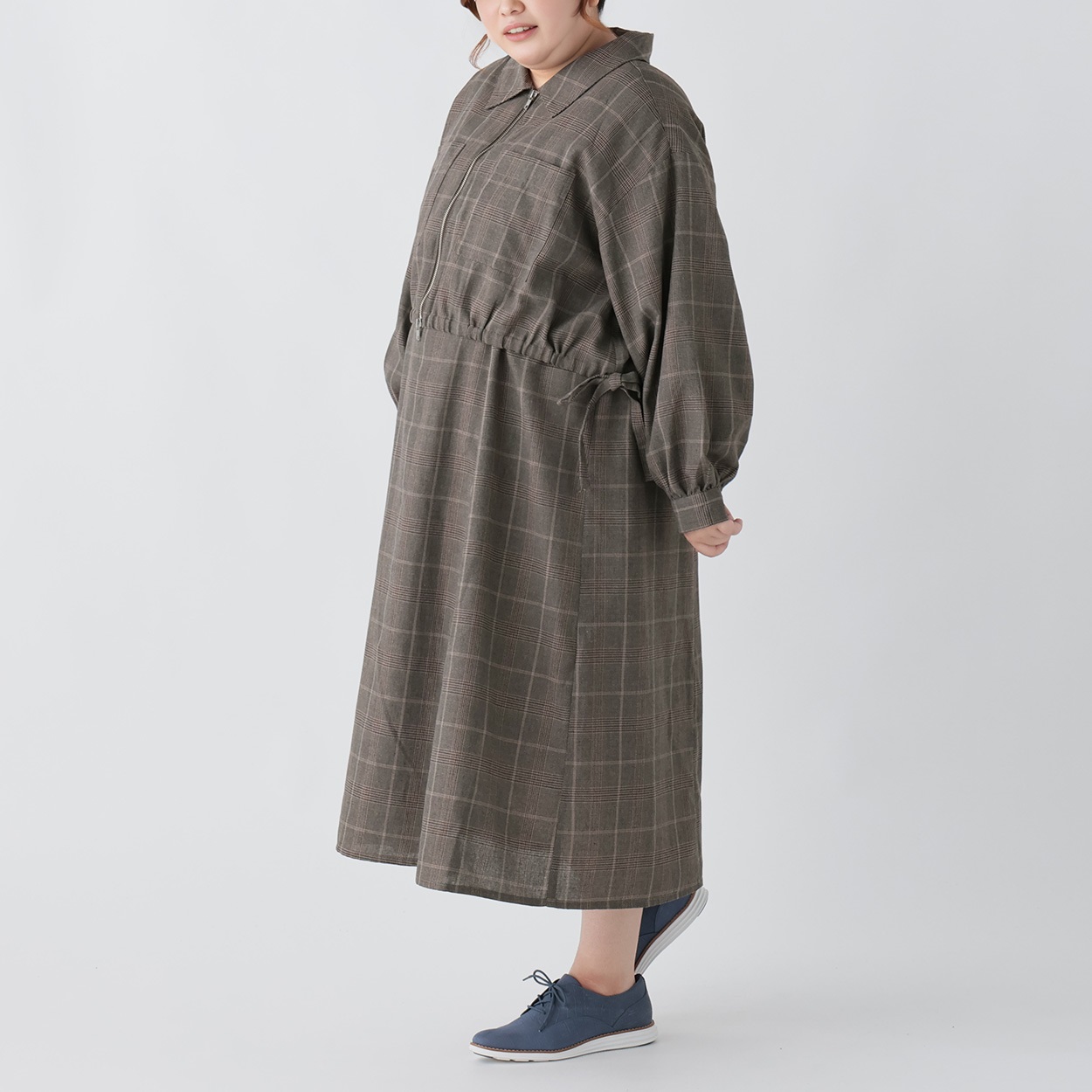 チェックワンピセットアップ レディス ぽっちゃりサイズのnoannu