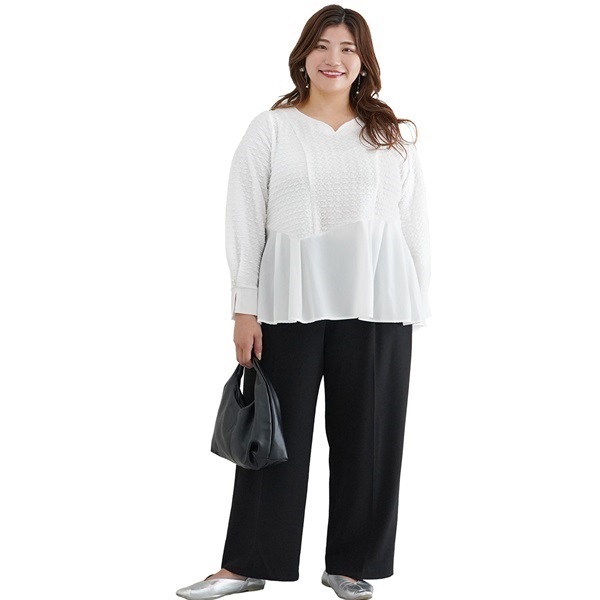 noannu × Sasaki Miki＊セミワイドパンツ レディス 大きいサイズ