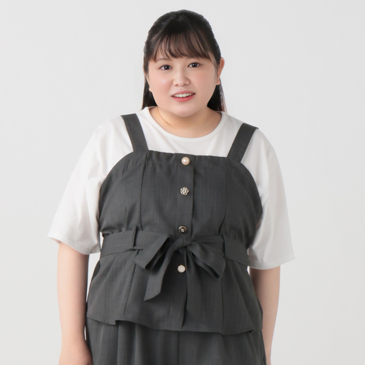 多釦ビスチェセットアップ レディス ぽっちゃりサイズのnoannu