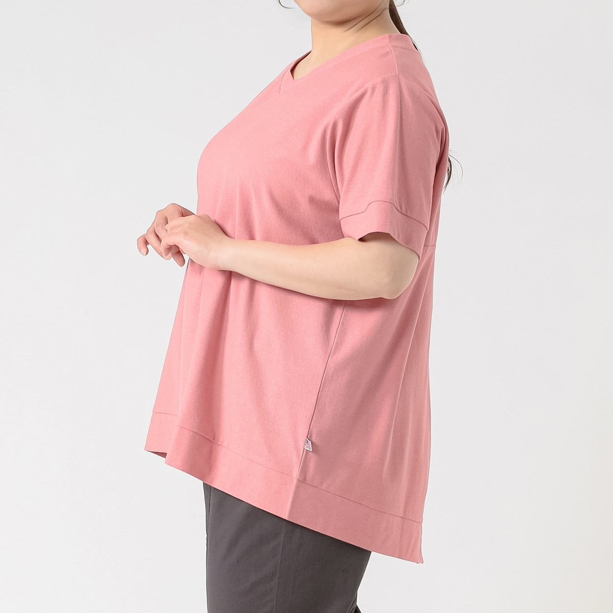 USAコットン 梨地バックスリットチュニック レディス 大きいサイズ