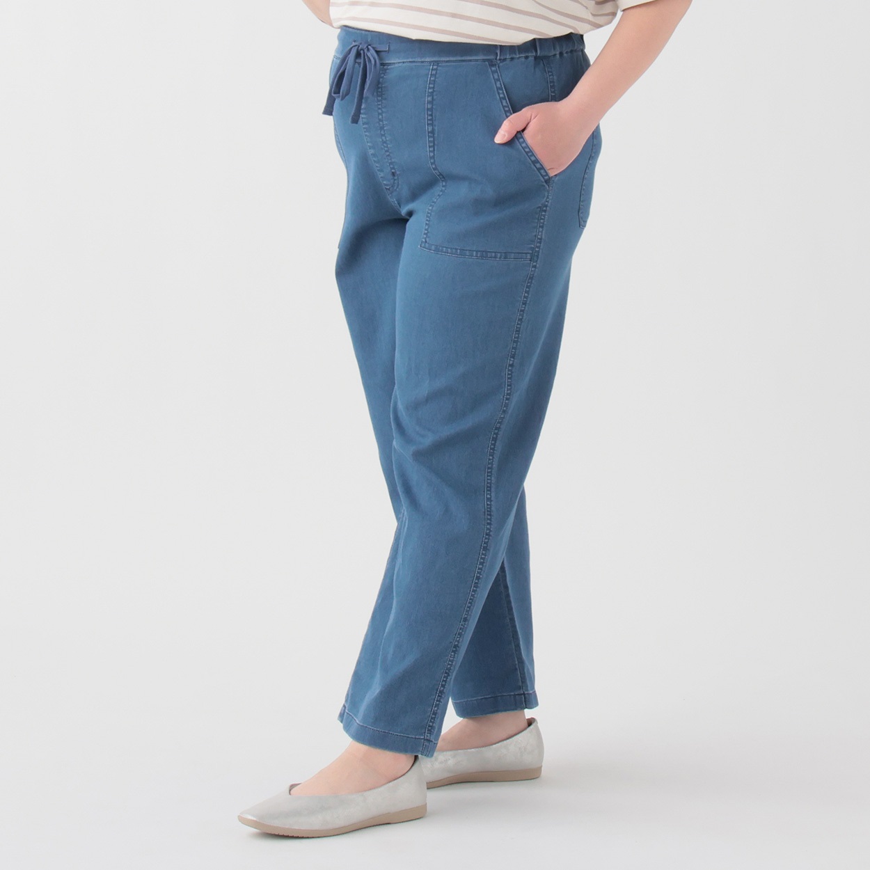 メッシュデニムパンツ レディス 大きいサイズ noannu 396-4660-AR