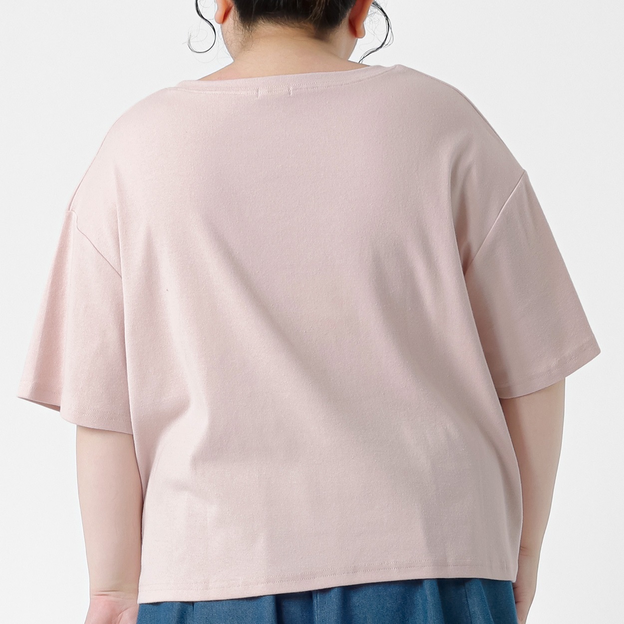5分袖ラインストーンリボンTシャツ レディス ぽっちゃりサイズのnoannu