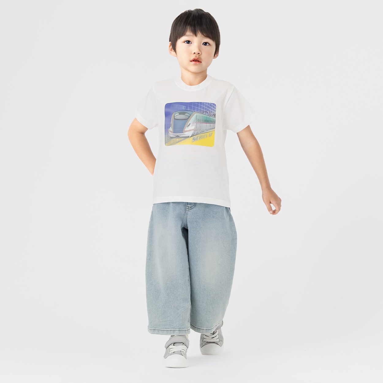 新幹線レンチキュラーTシャツ はやぶさ/かがやき 男の子 キッズ 100cm