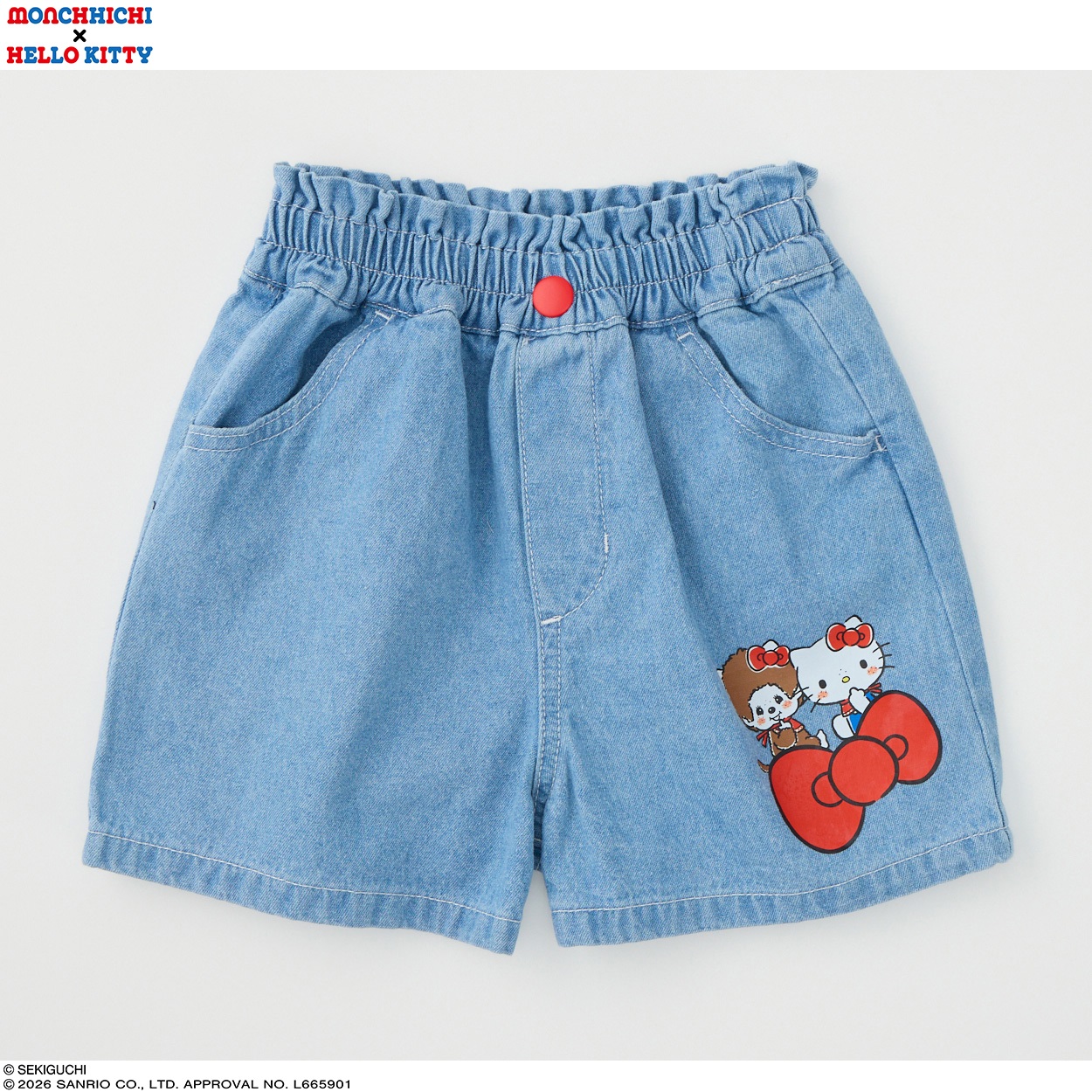 PIAMON モンチッチ×ハローキティ デニムショートパンツ 女の子 キッズ