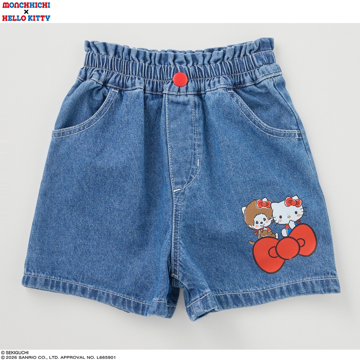 PIAMON モンチッチ×ハローキティ デニムショートパンツ 女の子 キッズ