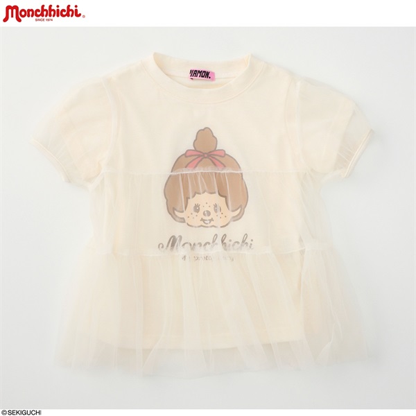 PIAMON モンチッチ×チムたん チュール被せTシャツ 女の子 キッズ