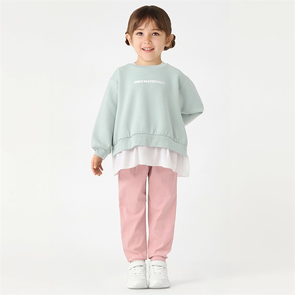 スタ楽 フロントロゴ重ね着風トレーナー 女の子 トップバリュ キッズ