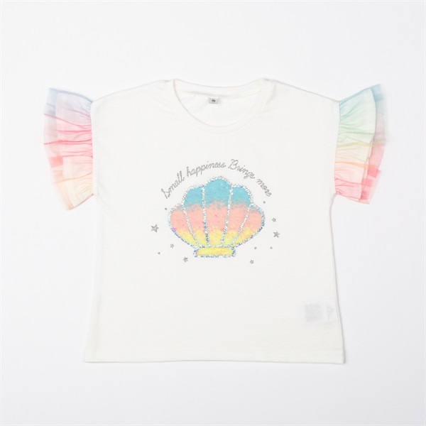 CVC天竺シェルスパンコール刺繍Tシャツ 女の子 キッズ 100cm