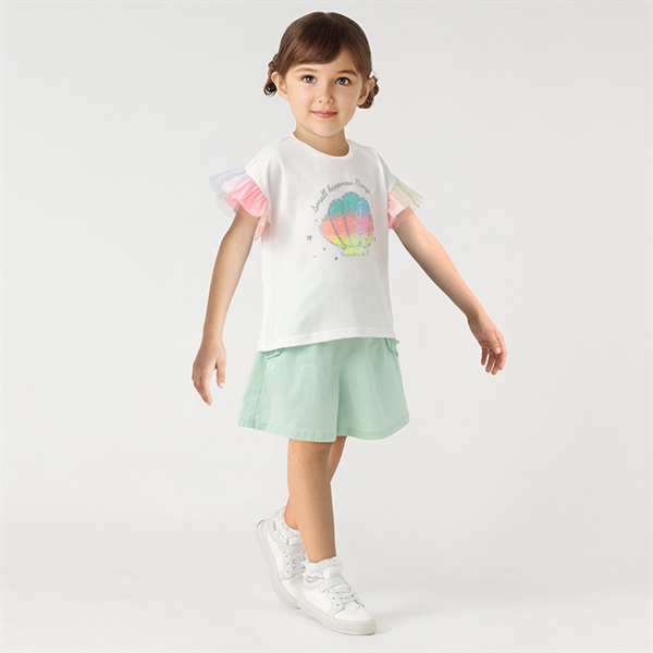 【未使用美品】スムース ナイアガラスパンコール刺繍 Tシャツグリーン9号 セール】 Ariolityスムース ナイアガラスパンコール刺繍Tシャツ