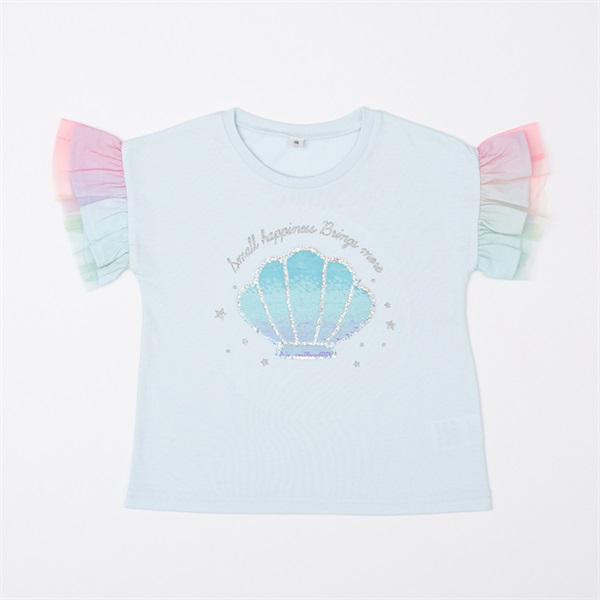 CVC天竺シェルスパンコール刺繍Tシャツ 女の子 キッズ 100cm