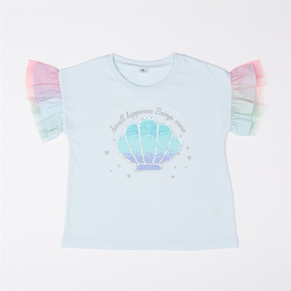 tシャツ スワイー天竺スパンコールサークル刺繍Tシャツ レディース CVC天竺シェルスパンコール刺繍Tシャツ 女の子 キッズ 100cm