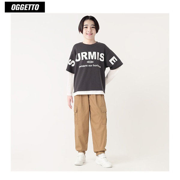 T-OJI6個セット特別価格 OGGETTO(オジェット) レイヤードロゴ長袖Tシャツ 男の子 キッズ