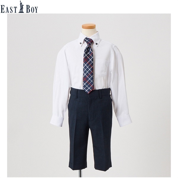 【最終価格】【極美品】EAST BOY 紺色チェック柄スーツ 130 EAST BOY (イーストボーイ) ウインドウペンスーツ キッズ 男の子