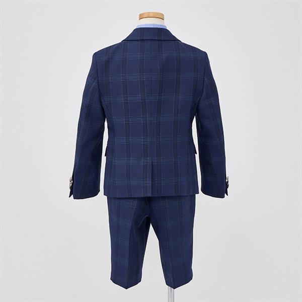 WANDER FACTORY ブルーチェックベスト付きスーツ キッズ 男の子