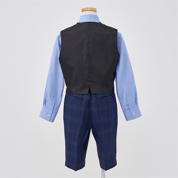 WANDER FACTORY ブルーチェックベスト付きスーツ キッズ 男の子