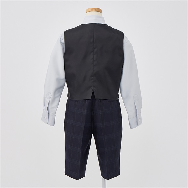 WANDER FACTORY ネイビーチェックベスト付きスーツ キッズ 男の子