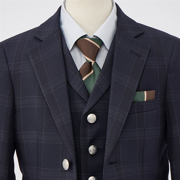 WANDER FACTORY ネイビーチェックベスト付きスーツ キッズ 男の子