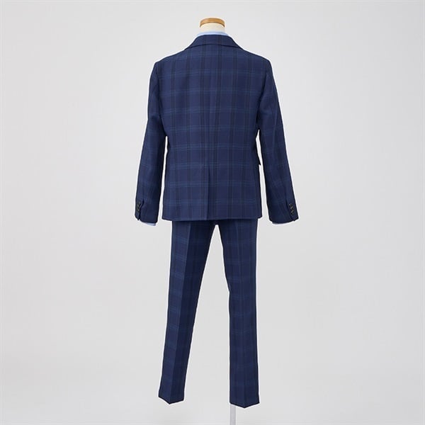 WANDER FACTORY ブルーチェックベスト付きスーツ キッズ 男の子