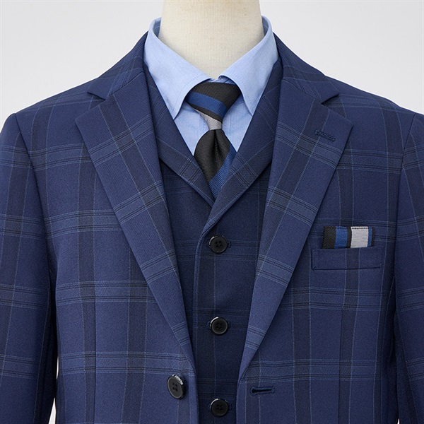 WANDER FACTORY ブルーチェックベスト付きスーツ キッズ 男の子