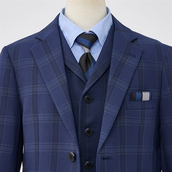 WANDER FACTORY ブルーチェックベスト付きスーツ キッズ 男の子