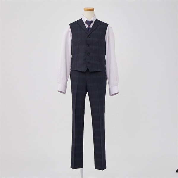 WANDER FACTORY ネイビーチェックベスト付きスーツ キッズ 男の子