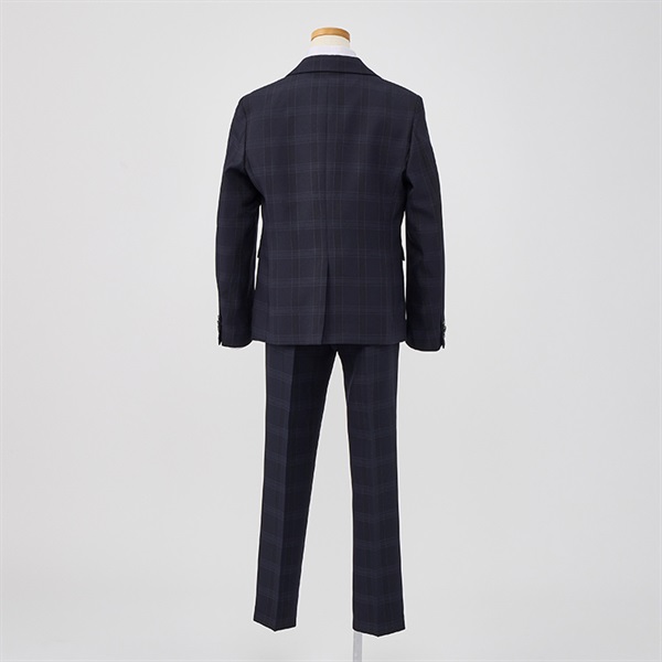 WANDER FACTORY ネイビーチェックベスト付きスーツ キッズ 男の子