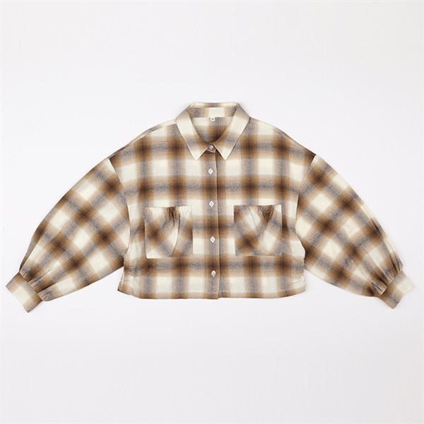 チェック柄ショート丈シャツ トップバリュ キッズ 130cm-160cm