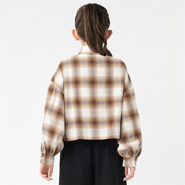 チェック柄ショート丈シャツ トップバリュ キッズ 130cm-160cm