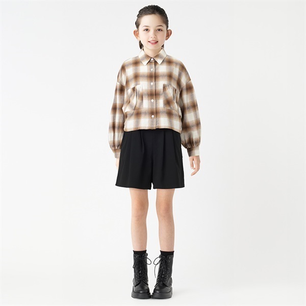 チェック柄ショート丈シャツ トップバリュ キッズ 130cm-160cm