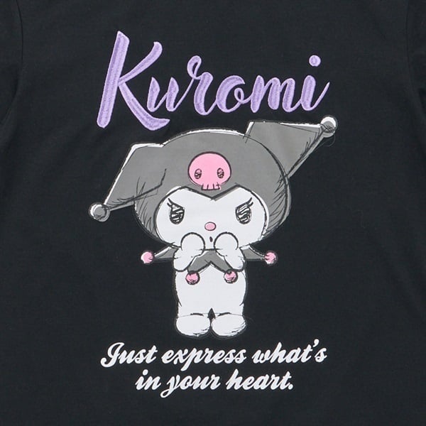 AIR SPACE × サンリオ KUROMI刺繍ロゴ クロップドTシャツ クロミ サンリオ Tシャツ 半袖 プリント sanrio : CharaBasket