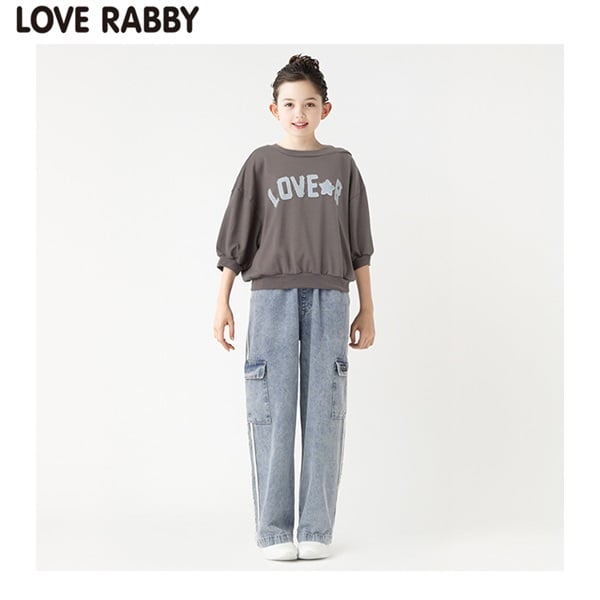 ラブラビ ワンショルダーアップリケTシャツ 女の子 キッズ