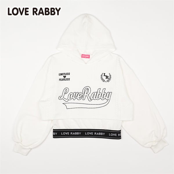 ラブラビ ケーブル二ットソー重ね着風パーカー 女の子 キッズ 130cm