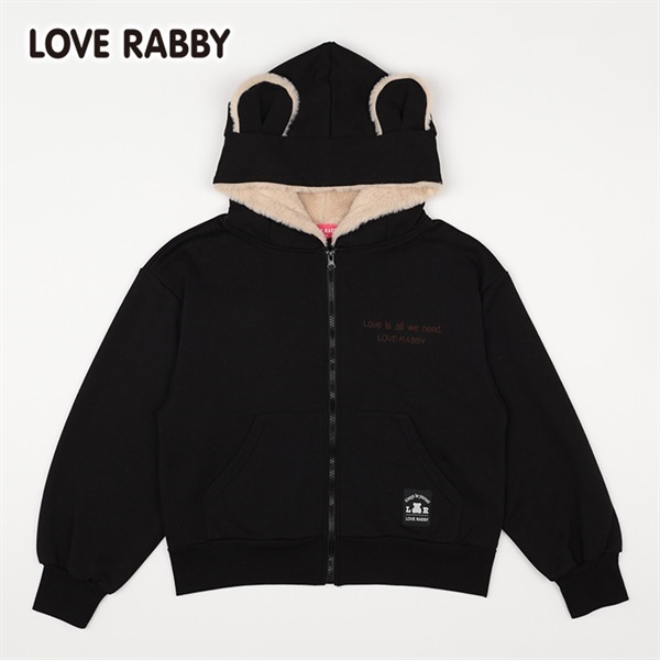 ラブラビ フード裏ファー耳付きジップパーカー 女の子 キッズ 130cm