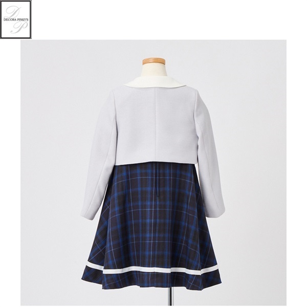 【美品】デコラピンキーズ　卒服　キッズフォーマル　ノーカラー　ワンピース DECORA PINKY'S(デコラピンキーズ) グレーボレロチェック