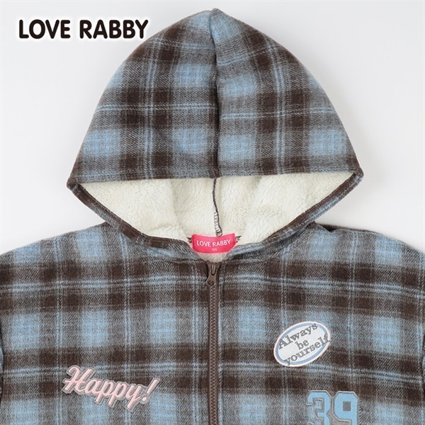 ラブラビ ボアボンディングチェックジャケット 女の子 キッズ 130cm